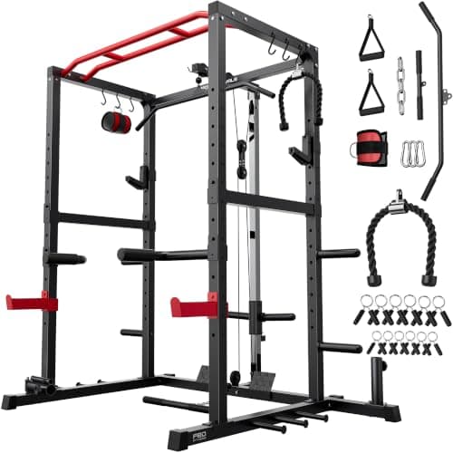 SPORTSROYALS Power Rack with LAT Pulldown